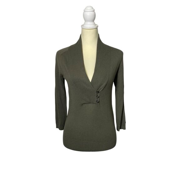Ann Taylor Cashmere Blend Faux Wrap Front W/ Buttons Knit Sweater Women's XXS - Picture 1 of 16